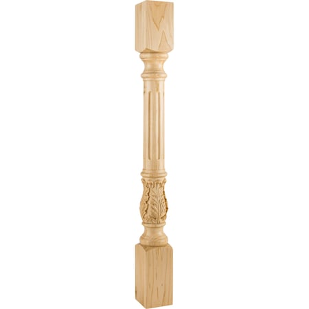 Hardware Resources 3-1/2" Wx3-1/2"Dx35-1/2"H White Birch Fluted Acanthus Post P23-3.5-WB